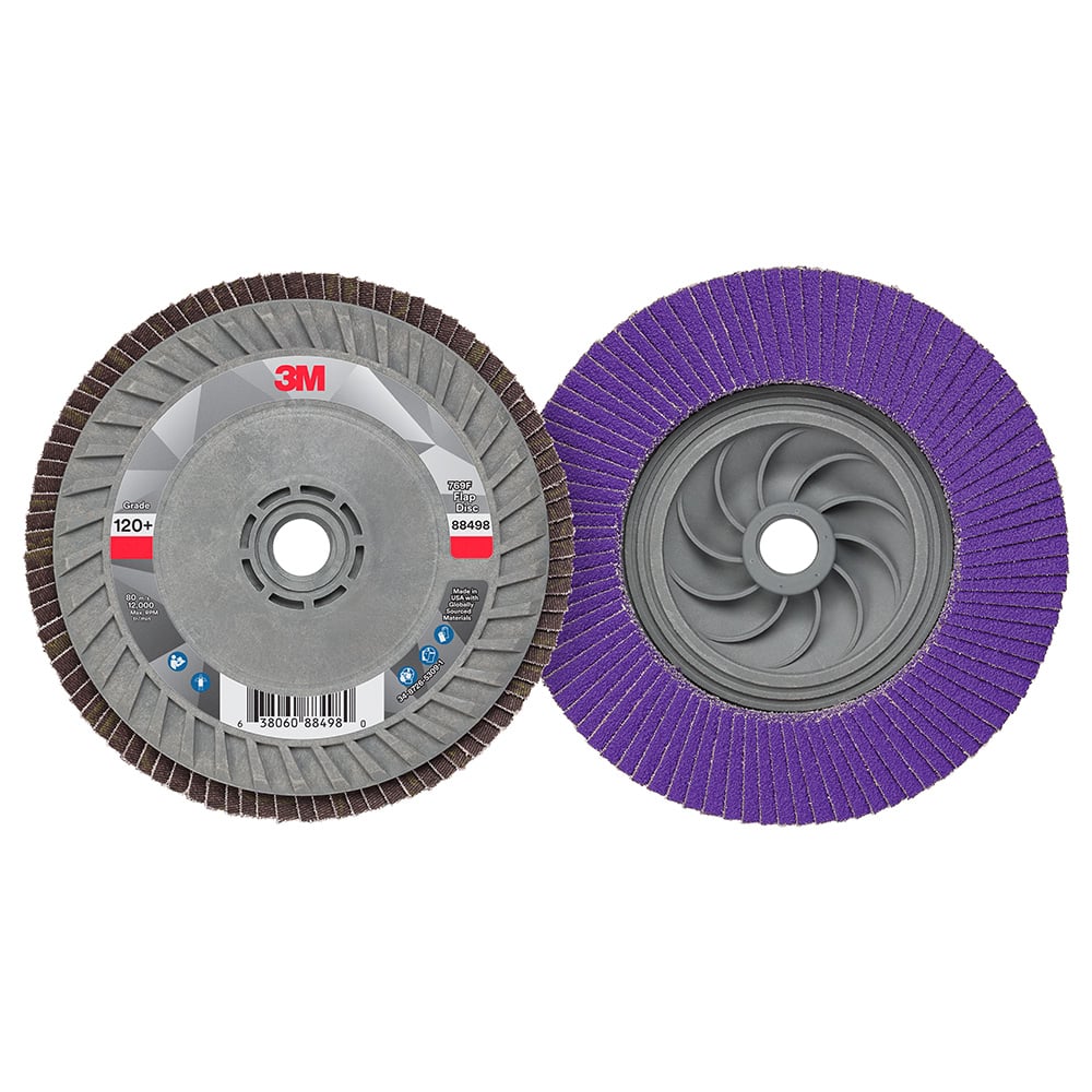3M 88511, Flap Disc 769F, 60+, Quick Change, Type 27, 4-1/2 in x 5/8 in-11, 7100243877