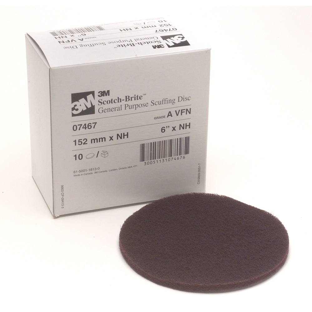 3M 07467, Scotch-Brite Scuffing Disc, A/O Very Fine, 6 in x NH, 7000120838