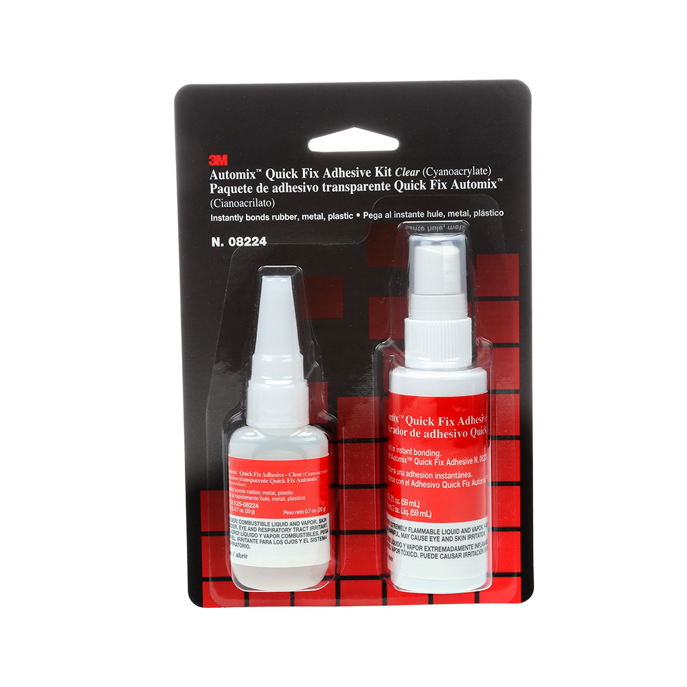 3M 08224, Quick Fix Adhesive Kit, 0.7 oz Adhesive/2.0 oz Accelerator Bottles, 7100006284