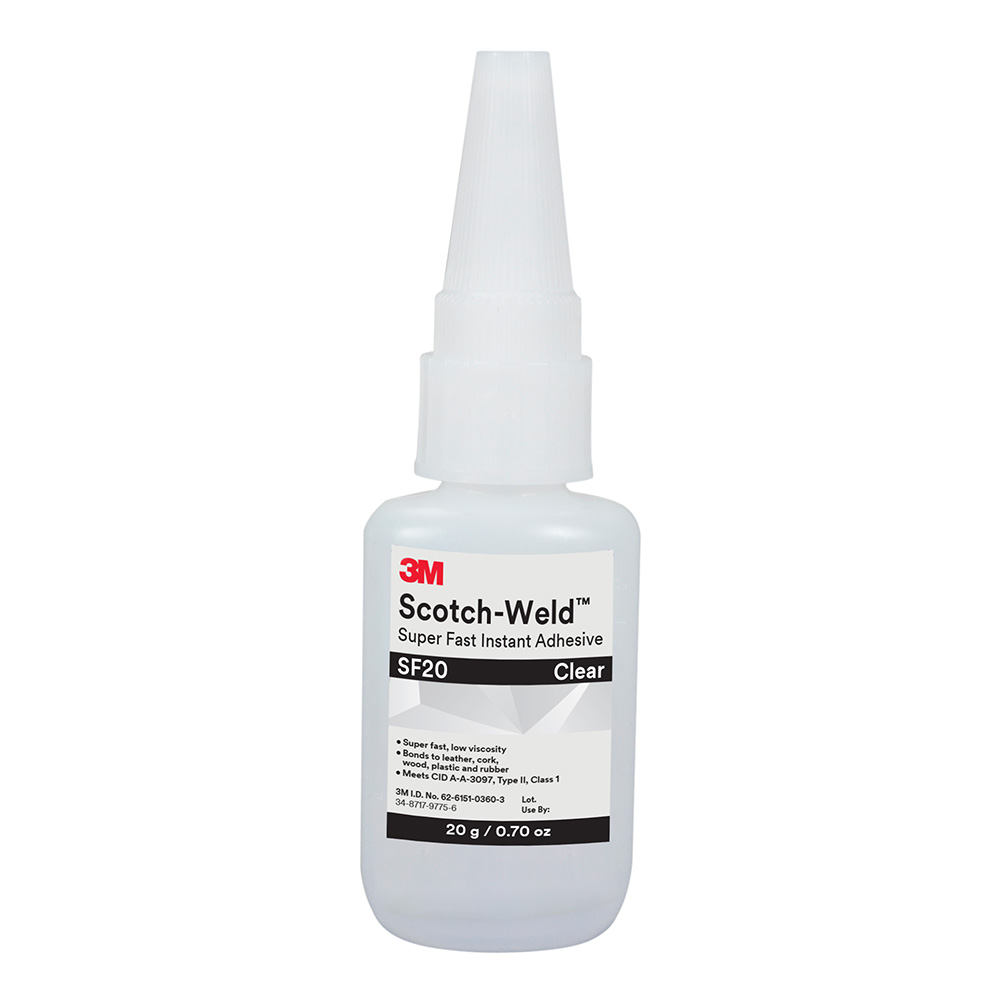 3M 91667, Scotch-Weld Super Fast Instant Adhesive SF20, Clear, 20 Gram Bottle, 7100049744