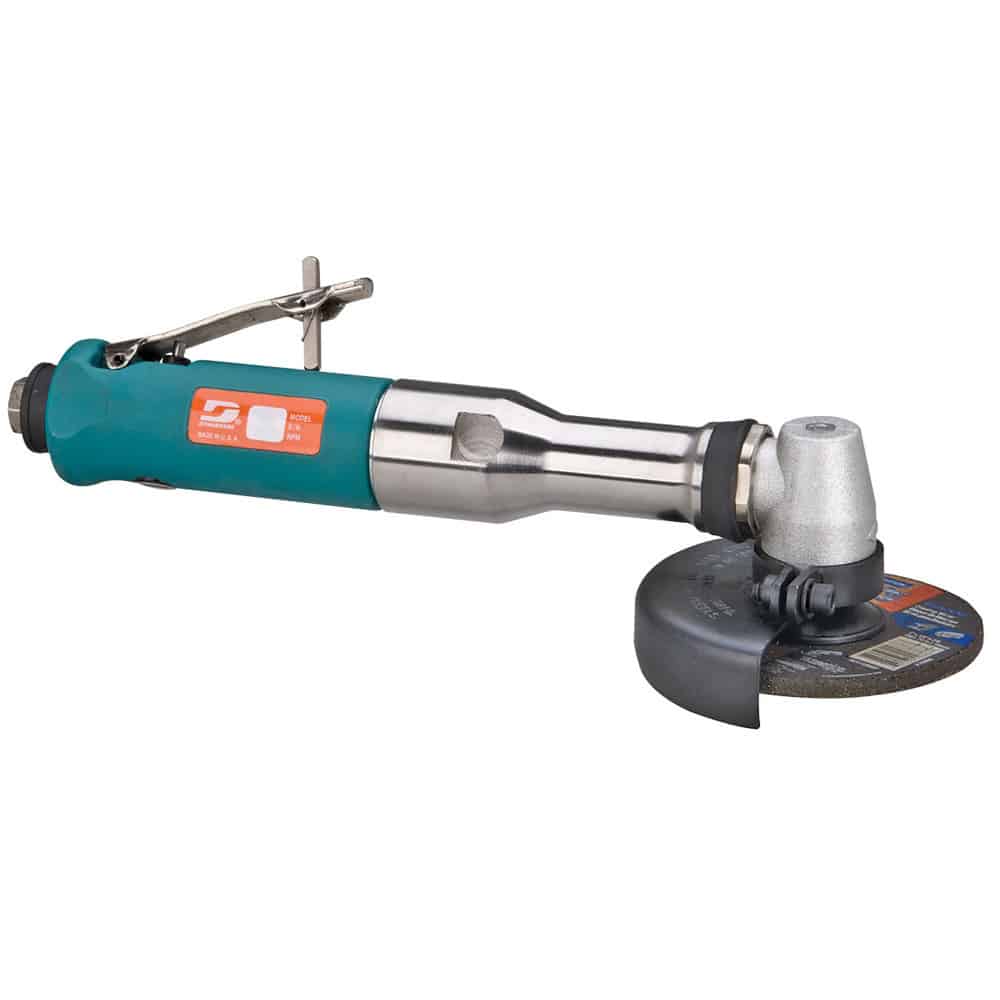 Dynabrade 54777 4" (102 mm) Dia. Extended Right Angle Type 27 Depressed Center Wheel Grinder, .7 HP, 13,500 RPM, 3/8"-24 Spindle