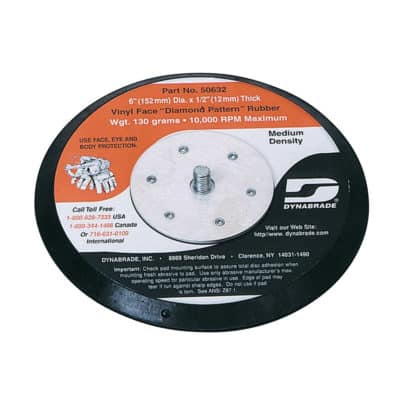 Dynabrade 50633 6" Dia. Vacuum Disc Pad, Rubber-Face