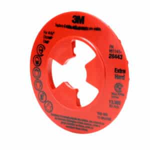 3M 28443, Disc Pad Face Plate Ribbed 28443, 4-1/2 in Extra Hard Red, 7000045279