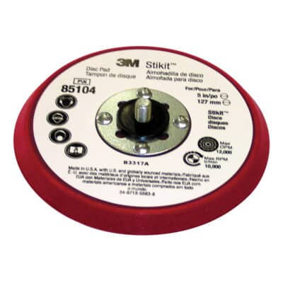 3M 85104, Stikit Low Profile Disc Pad,Silver Face,Red Foam, 5 in x 3/8 in 5/16-24 External, 7010298965