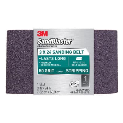 3M 09196, SandBlaster Sanding Belt, 9196NA, 3 in x 24 in, 50 grit, 7010313594