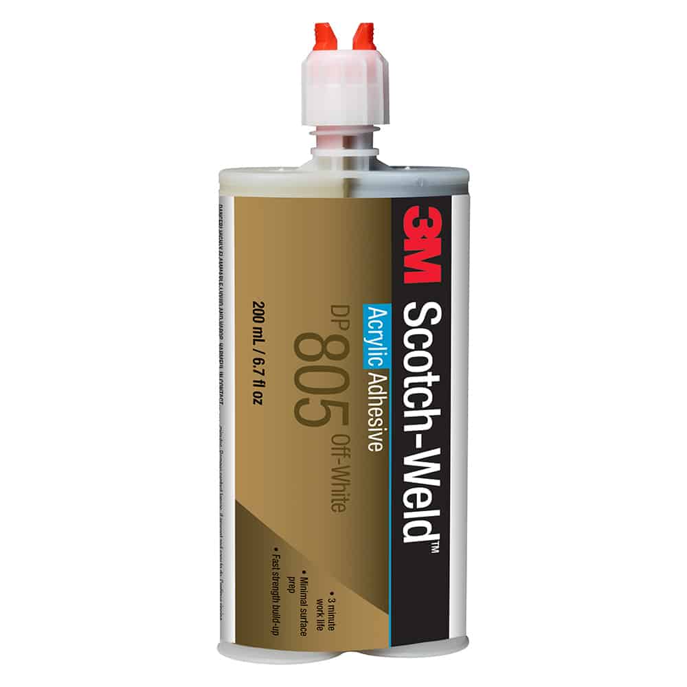 3M 87828, Scotch-Weld Acrylic Adhesive DP805, Pale Yellow, 200 mL Duo-Pak, 7010367390, 12/case
