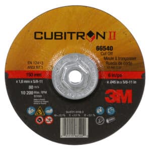 3M 66540, Cubitron II Cut-Off Wheel, T27 Quick Change, 6 in x .045 in x 5/8-11 in, 7100098355, 50 per case