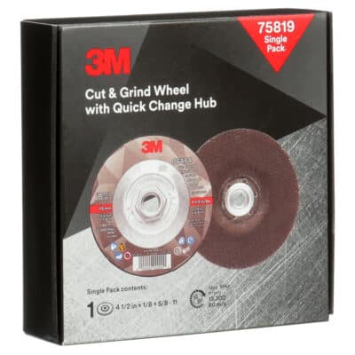 3M 75819, Cut & Grind Wheel, Type 27, 4.5 in x 1/8 in x 5/8"-11, 7100221307, 10 per case