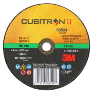 3M 66524, Cubitron II Cut Off Wheel T41-100X3X9,53 41A36 S BF-100M/S, 7100228885, 50 per case