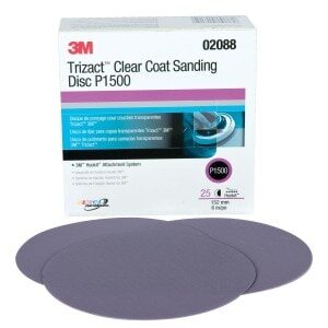3M 02088, Trizact Hookit Clear Coat Sanding Abrasive Disc 471LA, 6 in, P1500, 7100041245