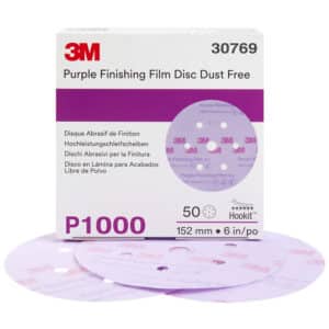 3M 30769, Hookit Purple Finishing Film Abrasive Disc 260L, 6 in, Dust Free, P1000, 7100122767