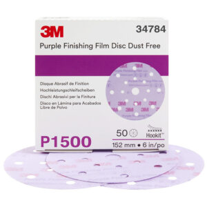 3M 34784, Hookit Purple Finishing Film Abrasive Disc, 260L, 6 in, Dust Free, P1500, 7100122776