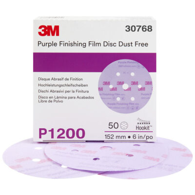 3M 30768, Hookit Purple Finishing Film Abrasive Disc, 260L, 6 in, Dust Free, P1200, 7100122777