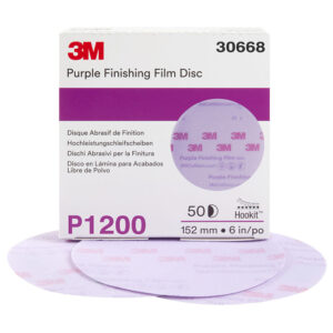 3M 30668, Hookit Purple Finishing Film Abrasive Disc, 260L, 6 in, P1200, 7100122780