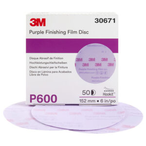 3M 30671, Hookit Purple Finishing Film Abrasive Disc 260L, 6 in, P600, 7100122789