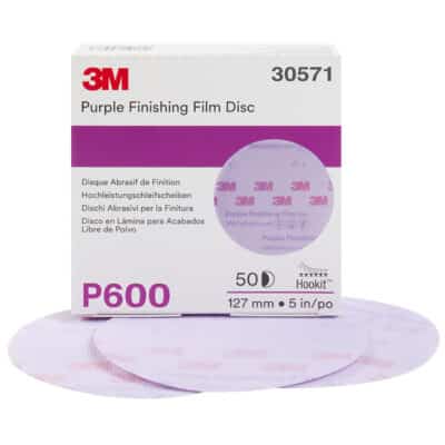 3M 30571, Hookit Purple Finishing Film Abrasive Disc 260L, 5 in, P600, 7100122801