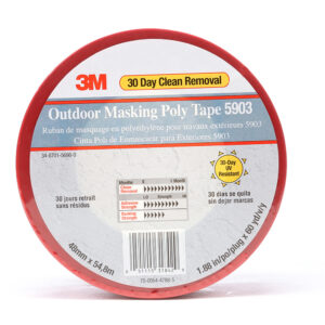 3M 31842, Outdoor Masking Poly Tape 5903, Red, 48 mm x 54.8 m, 7.5 mil, 7000049309