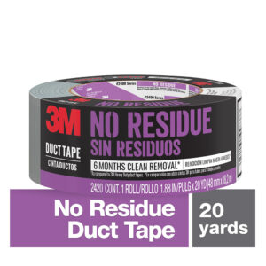 3M 99837, No Residue Duct Tape, 2420-A, 1.88 in x 20 yd (48,0 mm x 18,2 m), 7000122540