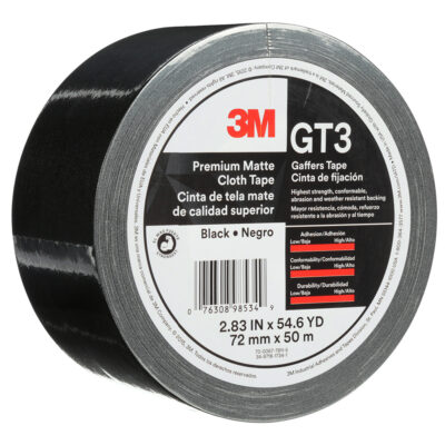 3M 98534, Premium Matte Cloth (Gaffers) Tape GT3, Black, 72 mm x 50 m, 11 mil, 7010291525