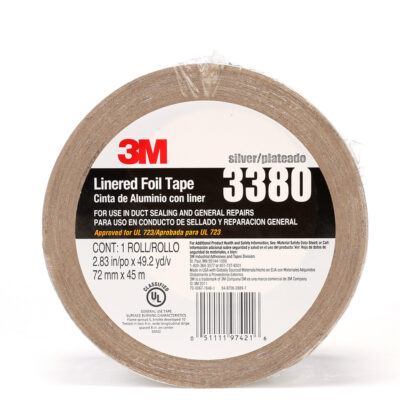 3M 97421, Aluminum Foil Tape 3380, Silver, 72 mm x 45 m, 3.25 mil, 7010375681