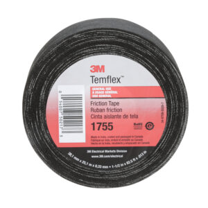 3M 50217, Temflex Cotton Friction Tape 1755, 1-1/2 in x 82-1/2 ft, Black, 1755-1.5X82.5FT, 7100009255