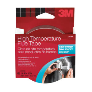 3M 01699, High-Temperature Flue Tape 2113NA, 1 1/2 in x 5 yd, Silver, 7100075790