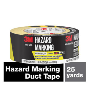 3M 08071, Hazard Marking Duct Tape Black/Yellow 1125-BY, 1.88 in x 25 yd (48 mm x 22.8 m), 7100141148