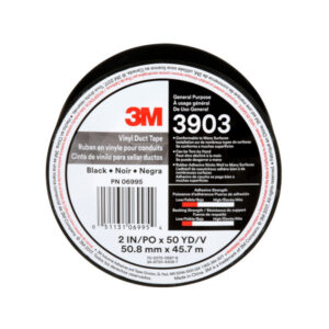 3M 06995, Vinyl Duct Tape 3903, Black, 2 in x 50 yd, 6.5 mil, 7100145924