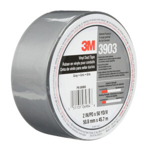 3M 06984, Vinyl Duct Tape 3903, Gray, 2 in x 50 yd 6.5 mil, 7100145925