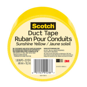 3M 91478, Scotch Duct Tape 920-YLW-C, 1.88 in x 20 yd (48 mm x 18,2 m), Yellow, 7100166629