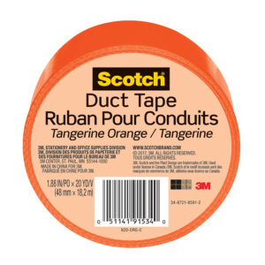 3M 91534, Scotch Duct Tape 920-ORG-C, 1.88 in x 20 yd (48 mm x 18,2 m), Orange, 7100166642