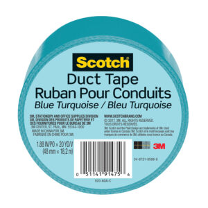 3M 91475, Scotch Duct Tape 920-AQA-C, 1.88 in x 20 yd (48 mm x 18,2 m), Aqua, 7100166667