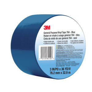 3M 64110, General Purpose Vinyl Tape 764, Blue, 3 in x 36 yd, 5 mil, 7000124864