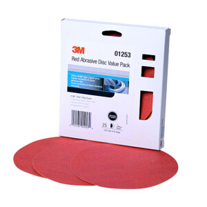 3M 01253, Red Abrasive Stikit Disc Value Pack, 6 in, P220 grade, 7010308767, 25 discs per carton