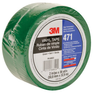3M 68822, Vinyl Tape 471, Green, 2 in x 36 yd, 5.2 mil, 7100044652