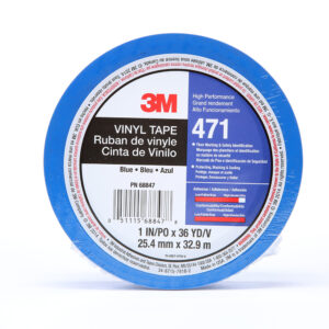 3M 68847, Vinyl Tape 471, Blue, 1 in x 36 yd, 5.2 mil, 7100044654