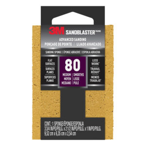 3M 50679, SandBlaster Advanced Sanding Sanding Sponge, 20908-80, 80 grit, 3-3/4 in x 2-1/2 x 1 in, 7010332096