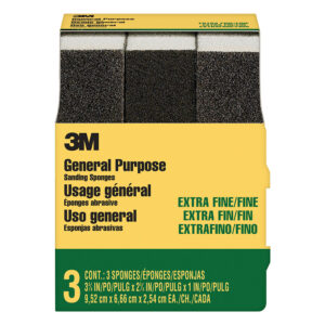 3M 90271, General Purpose Sanding Sponge 907NA-3P-CC, 3-3/4 in x 2-5/8 in x 1 in, Dual Grit, Extra Fine/Fine, 7010335348, 3/pack