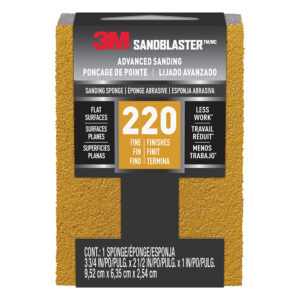 3M 38120, SandBlaster Advanced Sanding Sanding Sponge, 20907-220, 220 grit, 3-3/4 in x 2-1/2 x 1 in, 7010336735