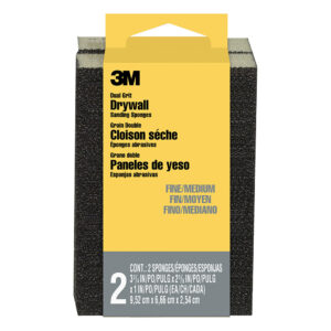 3M 98078, Drywall Sanding Sponge 19093, Dual Grit Block, 2-5/8 in x 3-3/4 in x 1 in, Fine/Medium grit, 7010340441, 2/pack
