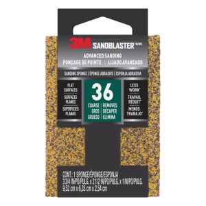3M 11515, SandBlaster Advanced Sanding Sanding Sponge, 20909-36 ,36 grit, 3-3/4 in x 2-1/2 x 1 in, 7100015173