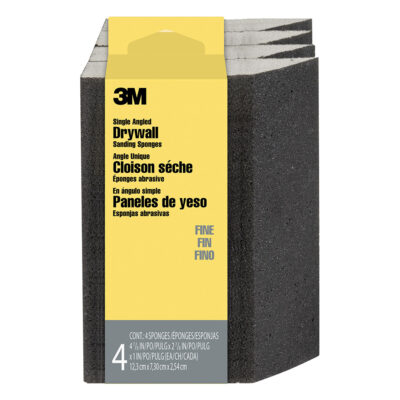 3M 91004, Drywall Sanding Sponge CP-042-4PK, Single Angle, 4-7/8 in x 2-7/8 in x 1 in, Fine, 7100111452, 4/pack
