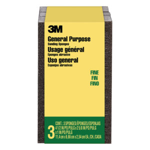 3M 94094, General Purpose Sanding Sponge CP001-3PK-LG, Block, 2-5/8 in x 4-1/2 in x 1 in, Fine, 7100173313, 3/pack