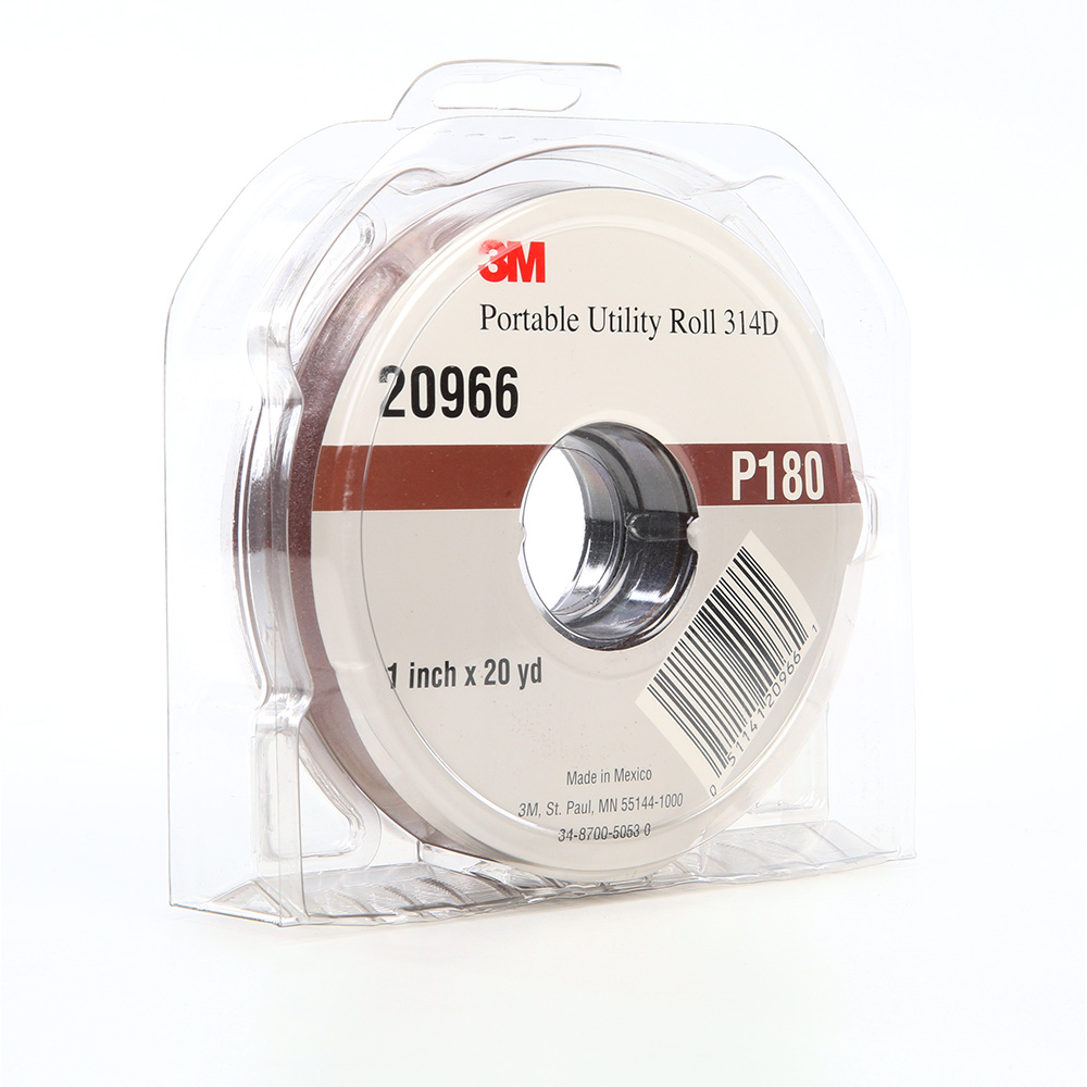3M 20966, Portable Utility Cloth Roll 314D, P180 J-weight, 1 in x 20 yd, 7010326034