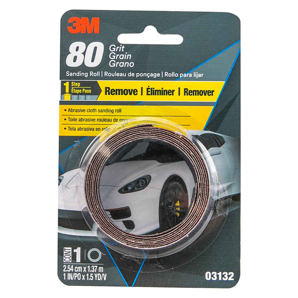 3M 03132, Cloth Sanding Roll, 1 in x 1-1/2 yd, medium, 7010360490