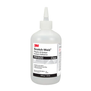 3M 25213, Scotch-Weld Plastic & Rubber Instant Adhesive PR100, Clear, 500 Gram Bottle, 7100039200