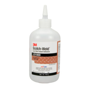 3M 62738, Scotch-Weld Low Odor Instant Adhesive LO1000, Clear, 500 Gram Bottle, 7100039250