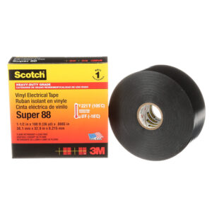 3M 10349, Scotch Vinyl Electrical Tape Super 88, 1-1/2 in x 36 yd, Black, 7000031459