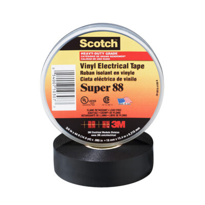 3M 10307, Scotch Vinyl Electrical Tape Super 88, 3/4 in x 44 ft, Black, 7000031579