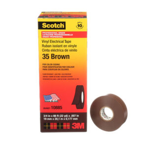 3M 10885, Scotch Vinyl Color Coding Electrical Tape 35, 3/4 in x 66 ft, Brown, 7000031580